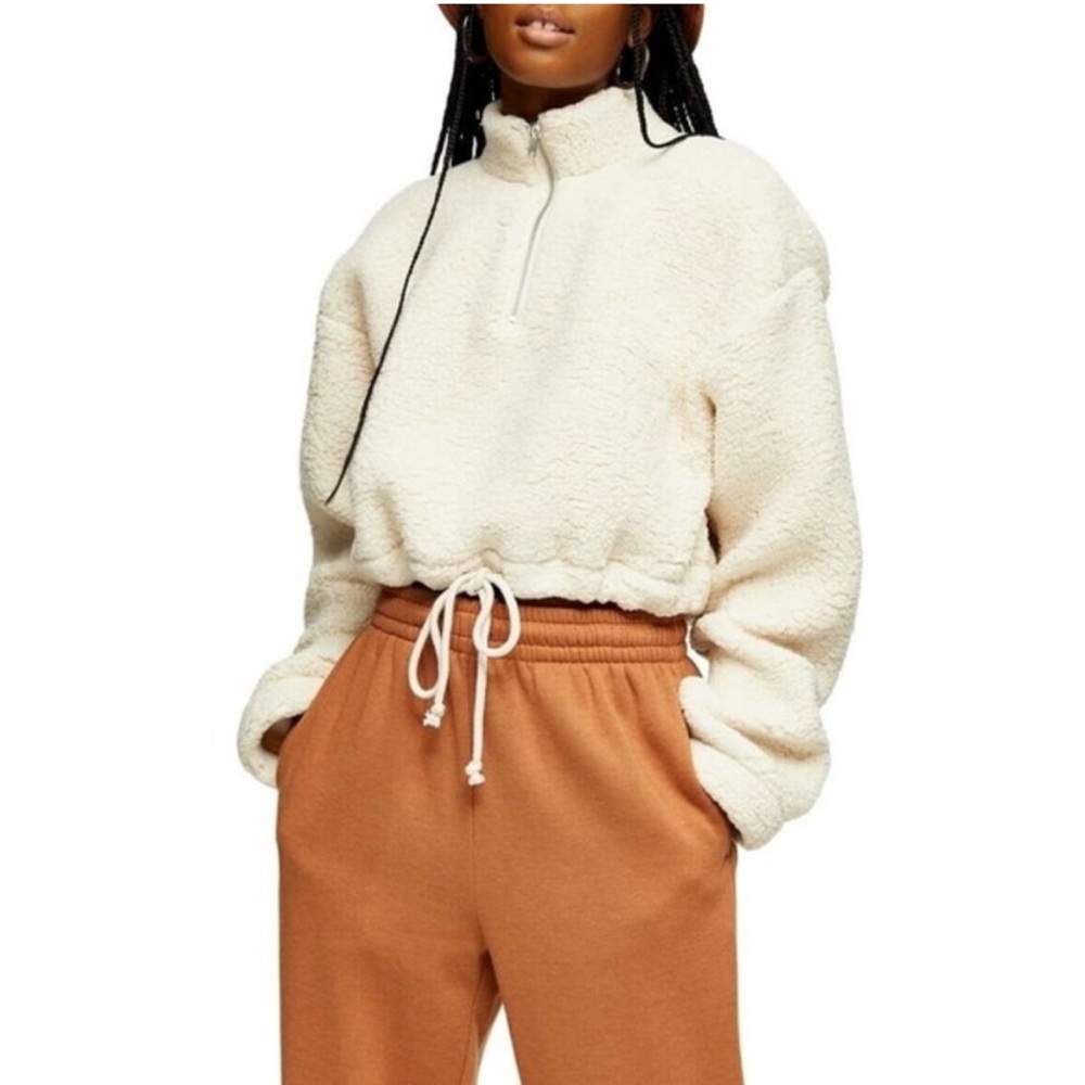 Topshop Cropped Sherpa Pullover